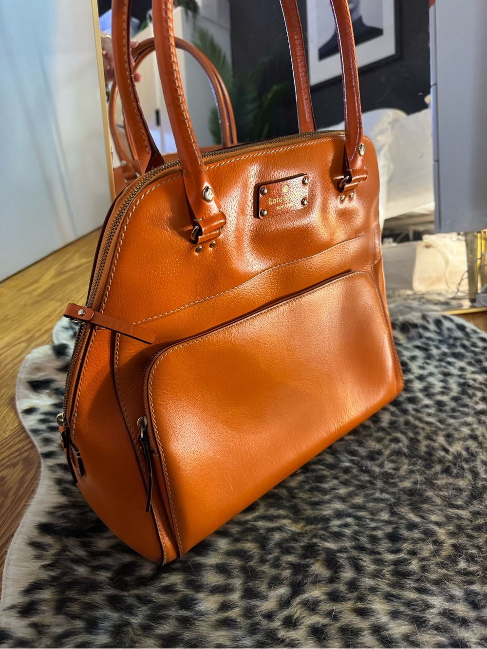 Kate Spade Orange Leather Satchel/Tote - Structured Everyday Handbag Bag